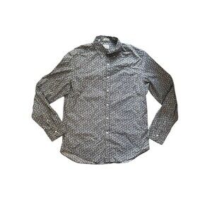 J Crew Top Mens Large Blue Classic Floral Button Down Retro Long Sleeve Stretch